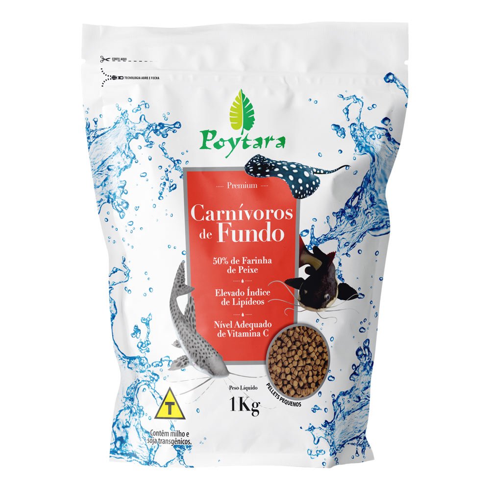 Ração para Peixes Poytara Carnívoros de Fundo 1kg Cubos P