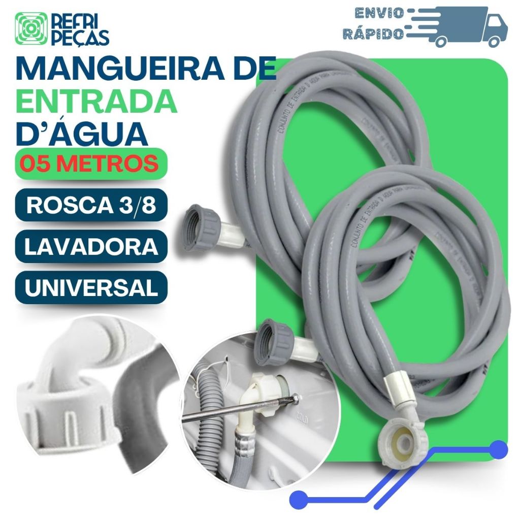 MANGUEIRA DE ENTRADA ÁGUA 5M UNIVERSAL MÁQUINA DE LAVAR KIT ENTRADA AGUA LAVADORAS E MAQUINA