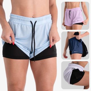 Shorts Compressão 2 em 1 Feminino Academia Caminhadas Corrida Bermuda Dupla Para Treino e Esportes em Oferta na Shopee