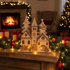 vila do Papai Noel enfeite decoração natalina mdf
