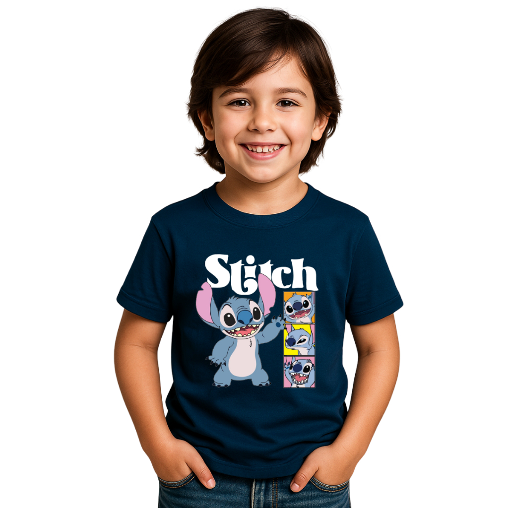 Camiseta Stitch Infantil Menino Disney – Malha 100% Algodão Premium Confortável Várias Cores em Oferta na Shopee