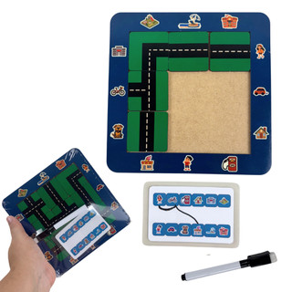 Quebra-cabeça de Intinerário e Rotas - Jogo Educativo dos Caminhos e de Localização MDF - 12pçs