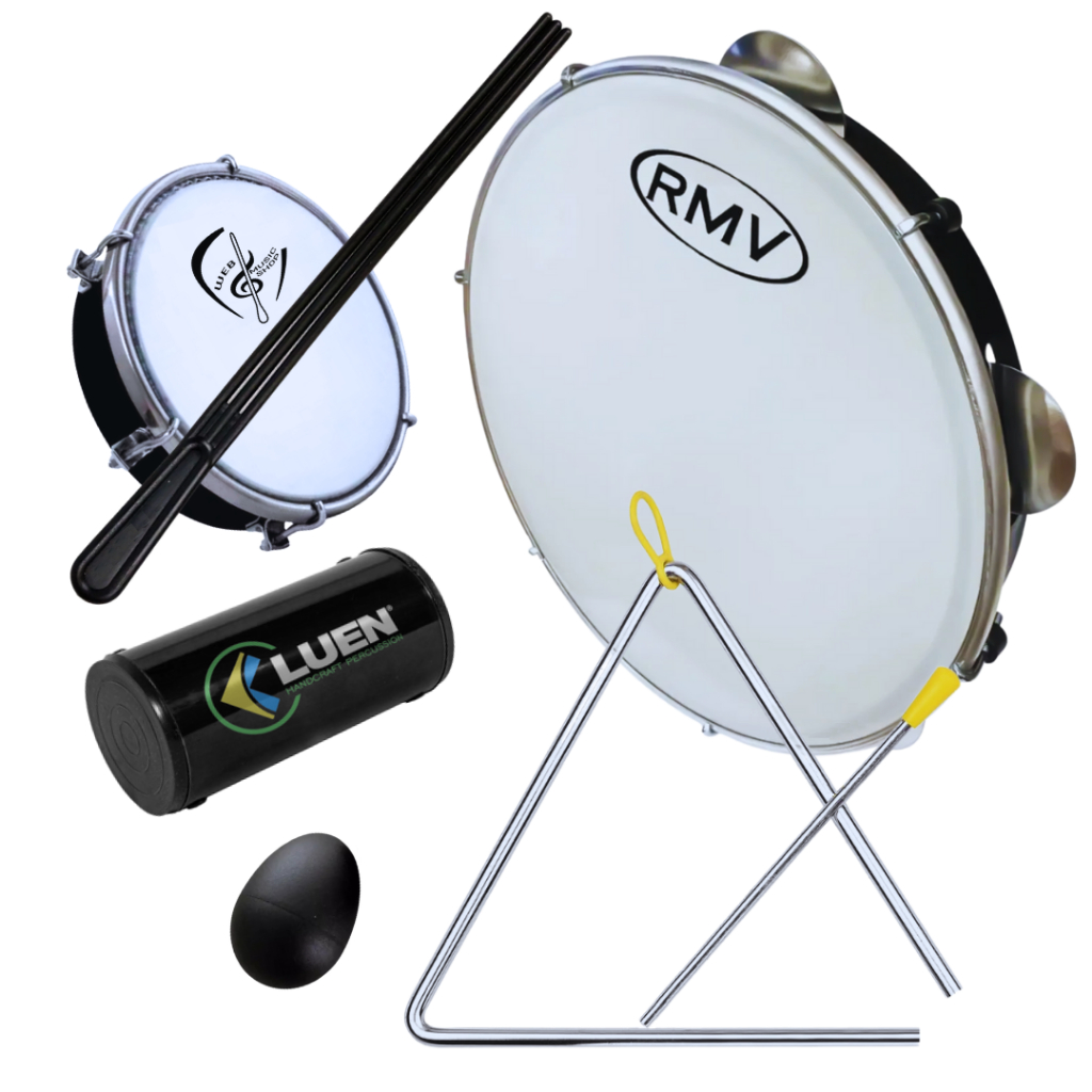 Kit com Pandeiro 10" Pele Leitosa RMV Profissional