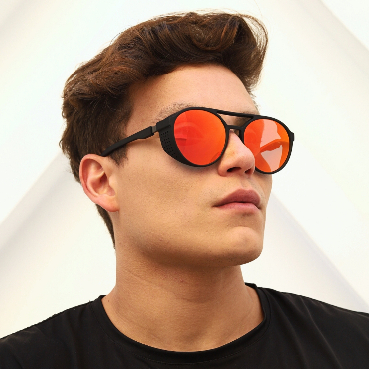 Óculos de Sol Floripa Vermelho Espelhado Premium Alok Steampunk Clássico Soldador uv400 Unissex