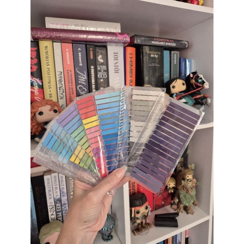 Kit 3 ou 6 pacotes flags adesivas, coloridas, gradiente, notas adesivas, lembretes, marcador de livros, médio/fininha