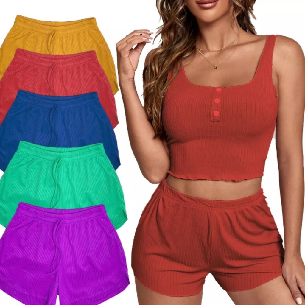 Kit 5 Shorts Canelado Feminino Shortinho Soltinho Curto Verão