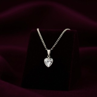 Colar Corrente Feminina Pingente Coração Aço Inoxidável Com Pedra de Zircônia em Oferta na Shopee
