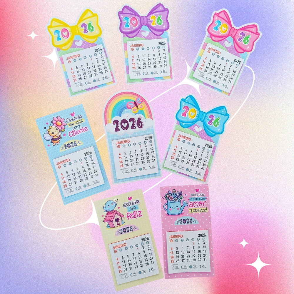 30/50/100 Lembrancinha/Mimo/Natal Mini calendário 2026 * 30 a 100 unidades personalizado para ima de geladeira
