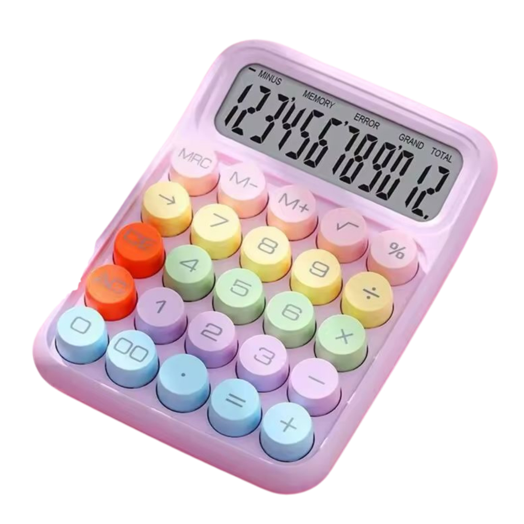Calculadora de Mesa Profissional Escolar Trabalho Kwaii Fofa Roxa Rosa Grande em Oferta na Shopee