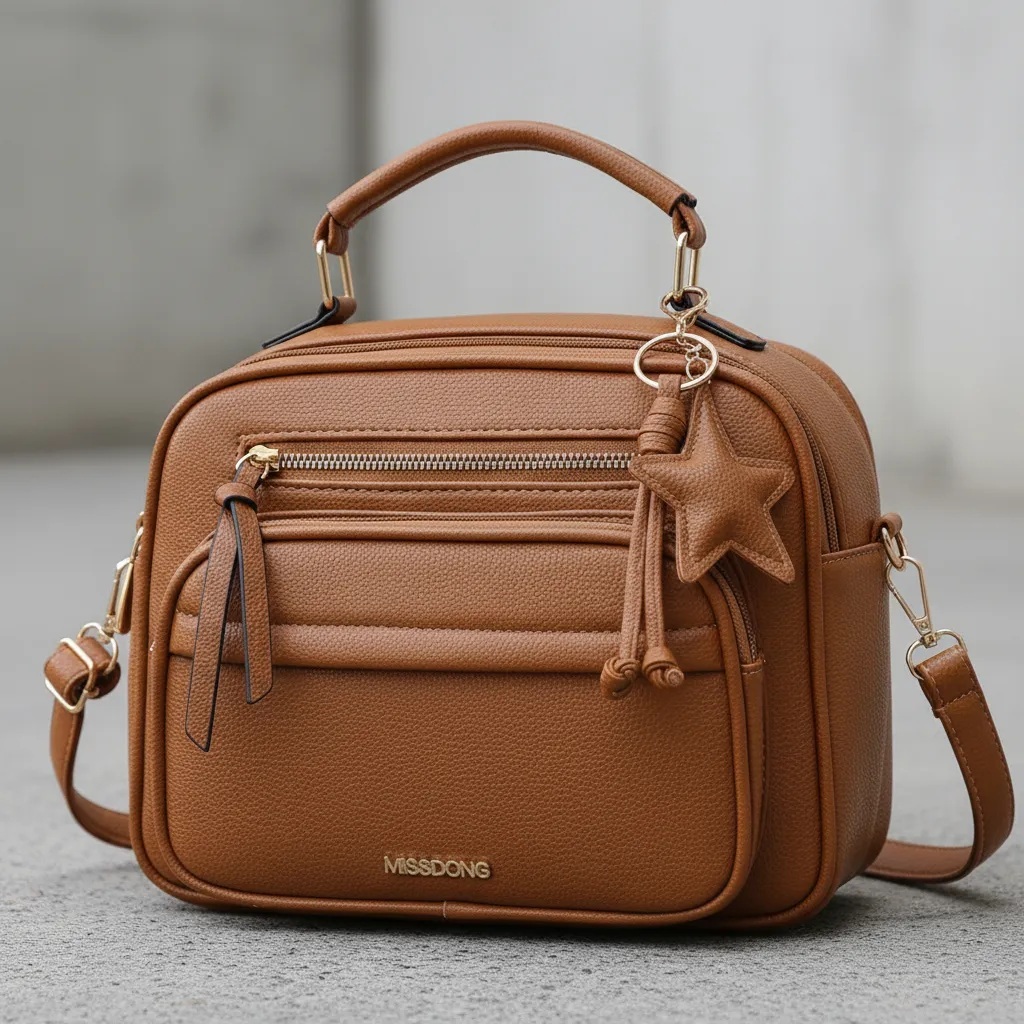 Bolsa Feminina Transversal Para Trabalho Tamanho Média Espaçosa Promoção Baú Com Chaveiro Pompom