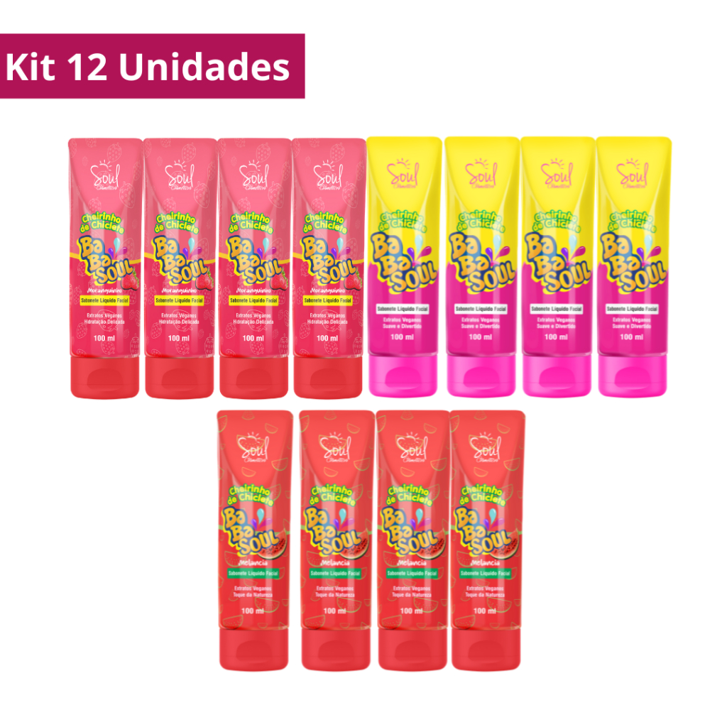 Kit 12 Unidades Sabonete Facial Babasoul Cheirinho de Chiclete 100ml Soul Cosméticos em Oferta na Shopee