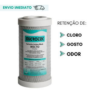 Refil Filtro Carbon Block 5" Cartucho Carvão Ativado 5" x 2 1/2" 5 Micra Tira Cloro e Odor da Água em Oferta na Shopee