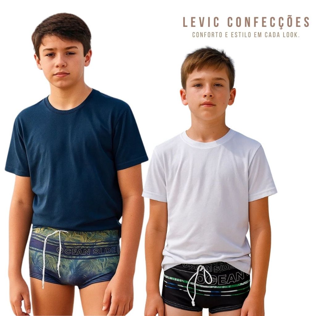 Kit 2 Sunga Juvenil Masculina Forrada Com Cordão Infantil Estampa Digital Envio Imediato