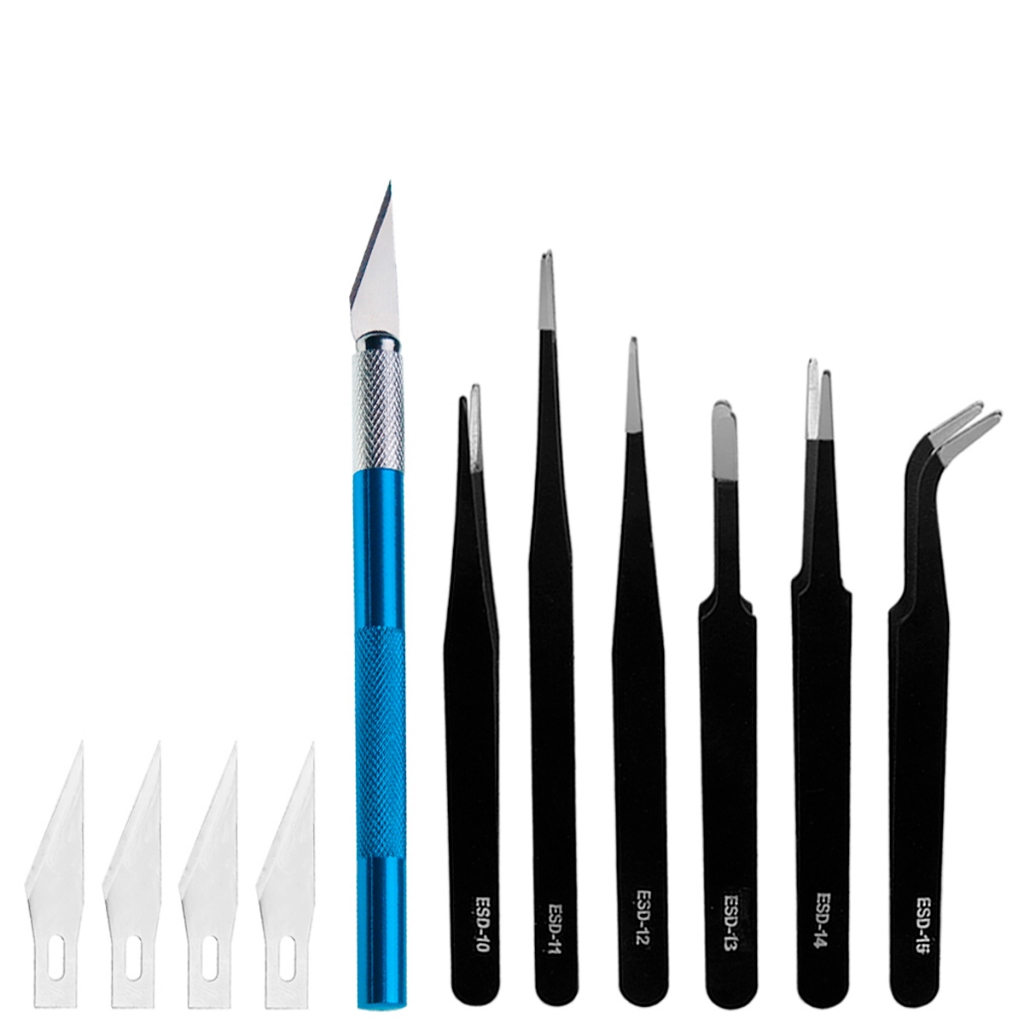 Kit Estilete De Precisão Bisturi Para Corte 5 Laminas  + 6 Pinças Artesanato Bijuterias Arte Profissional em Oferta na Shopee