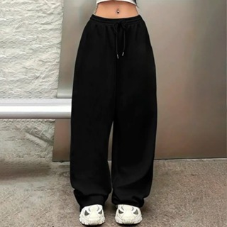 Calça Baggy Wide Leg Lisa Moletom Feminino Unissex Aesthetic Streetwear Pantalona Algodão Masculino em Oferta na Shopee