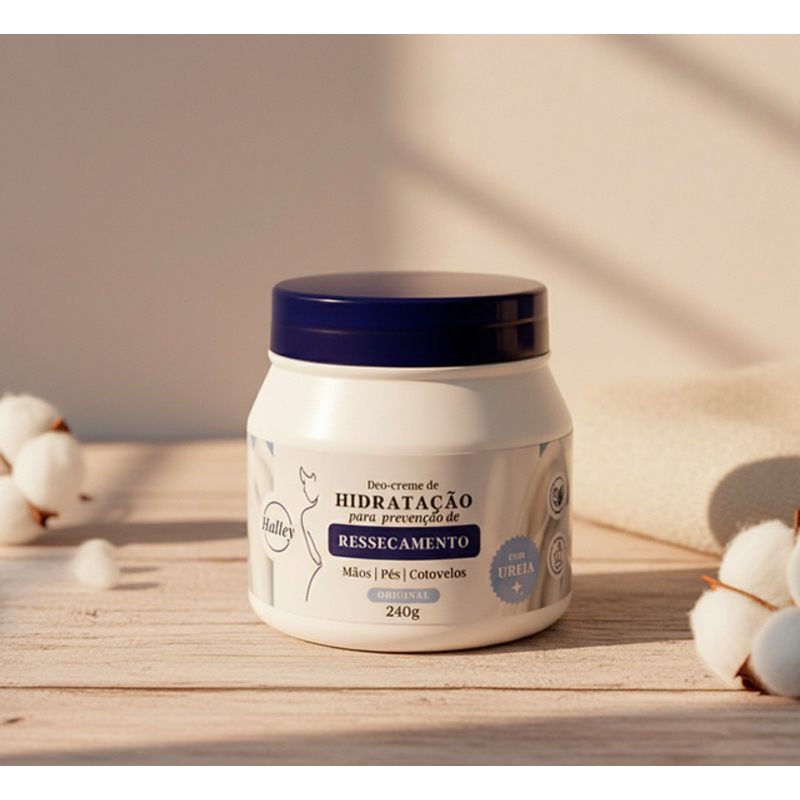 1 POTE DEO CREME DE HIDRATACAO para Prevenção de Ressecamento Mãos - Pês - Cotovelos Halley 240 gr