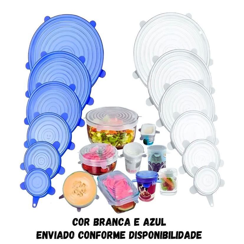 Kit 24 Tampas de Silicone Panela Universal Reutilizáveis | Vedação Hermética para Potes e Panelas