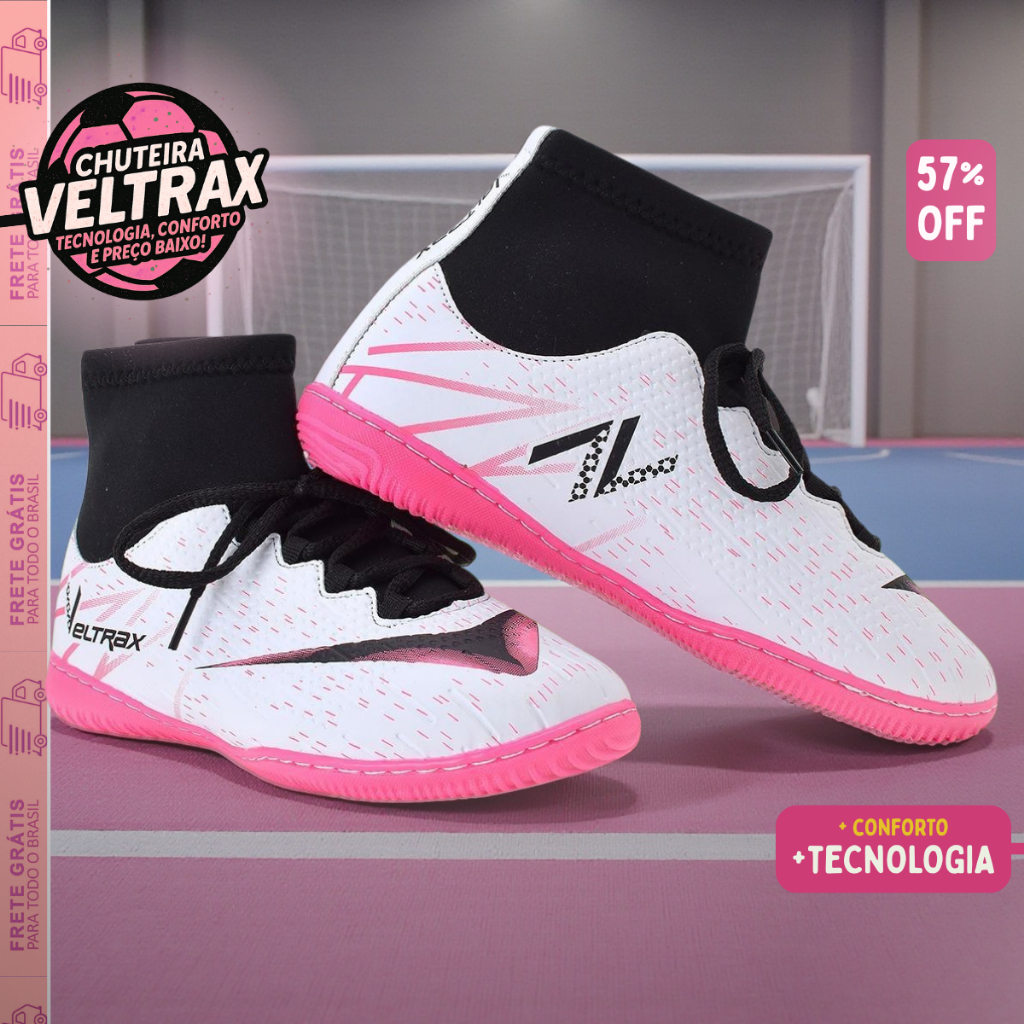 Chuteira Unissex Futebol Futsal Society Macia Confortável Profissional Solado Costurado 34 ao 44