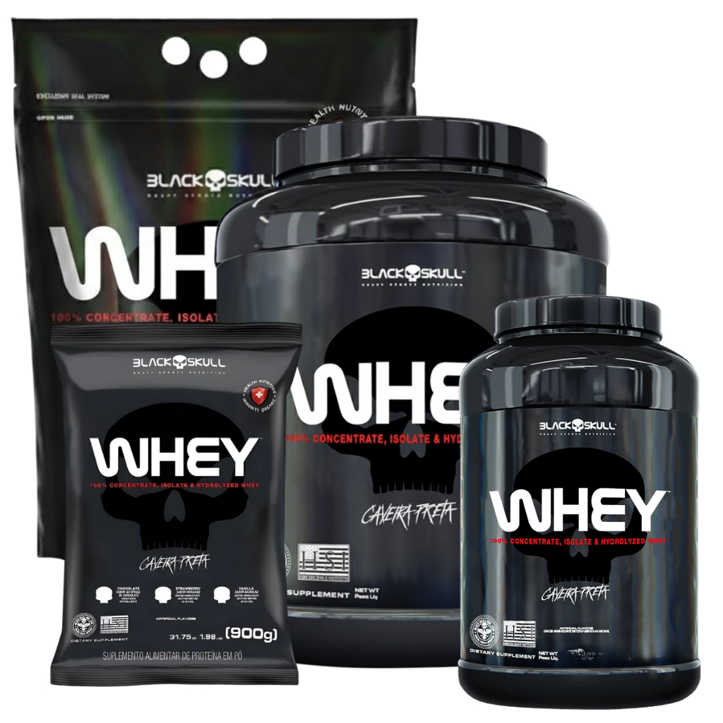 Whey Protein 2kg 1kg 900g Black Skull WPC + Whey Isolado + Hidrolisado 900g / 2kg em Oferta na Shopee