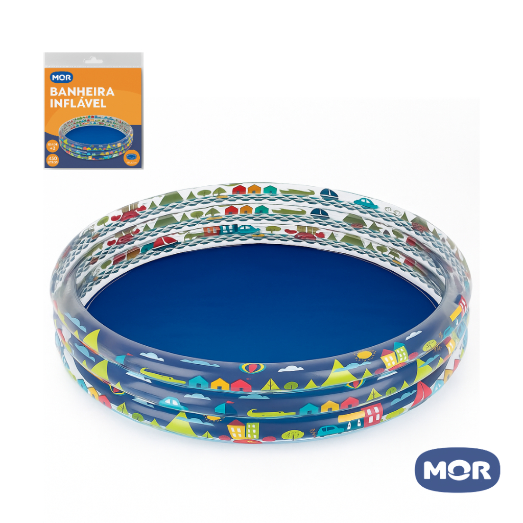 Piscina banheira infantil inflável redonda 450 litros Mor em Oferta na Shopee