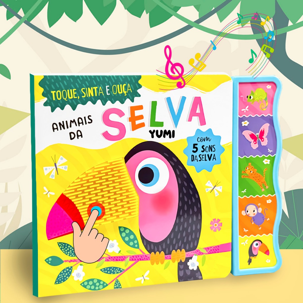 Livro Sensorial Bebê | Toque E Ouça Com 5 Sons E Texturas Silicone Animais Da Selva | Edição Premium em Oferta na Shopee