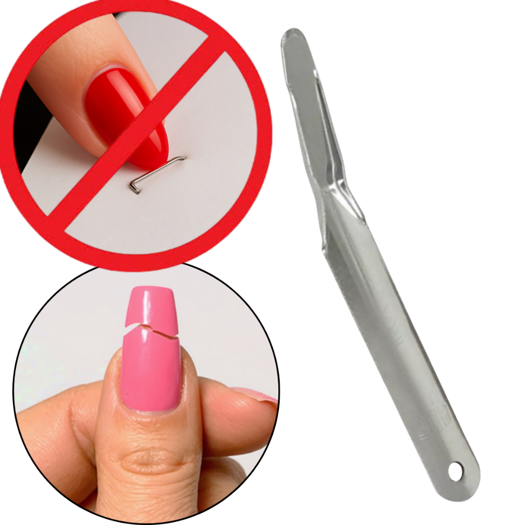 Kit 12 Extrator De Grampo Espátula Zincado Proteja Suas Unhas Cuidado em Cada Remoção Escritório Fit