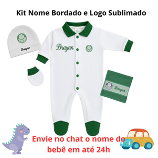 Kit Macacão Palmeiras Verdão com Pé Reversível 4 Peças - Nome Bordado e Time Sublimado em Oferta na Shopee