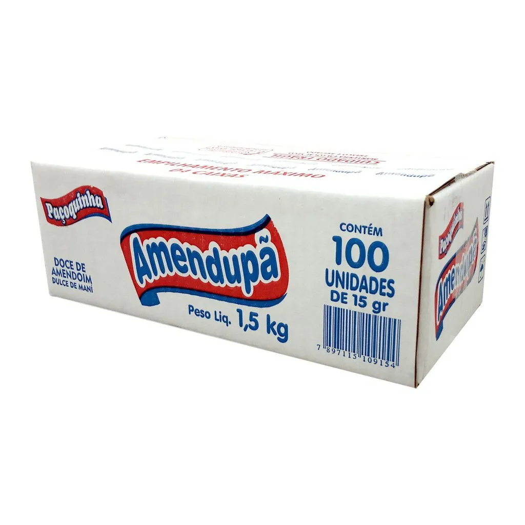 Paçoca Rolha Amendupã Caixa com 100 unidades 1,5Kg em Oferta na Shopee