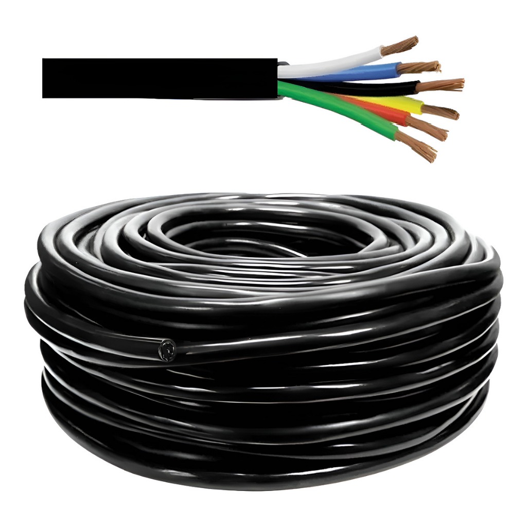 Rolo 100m Cabo Pp Contact 6x1,00mm / 6x1 Mm Fio 100% Cobre