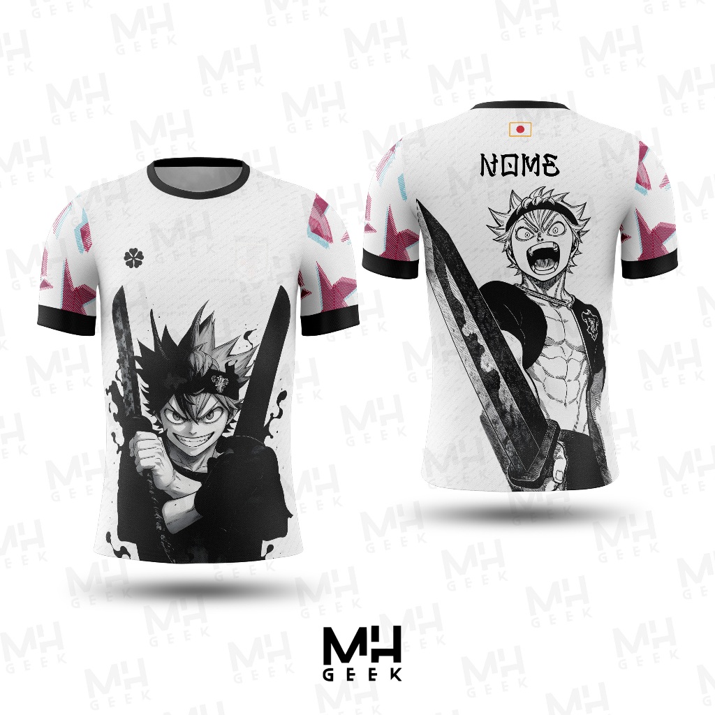 *PERSONALIZE* Camisa Camiseta Anime Asta Black Clover Japão Personalizada Unisex Adulto Infantil em Oferta na Shopee