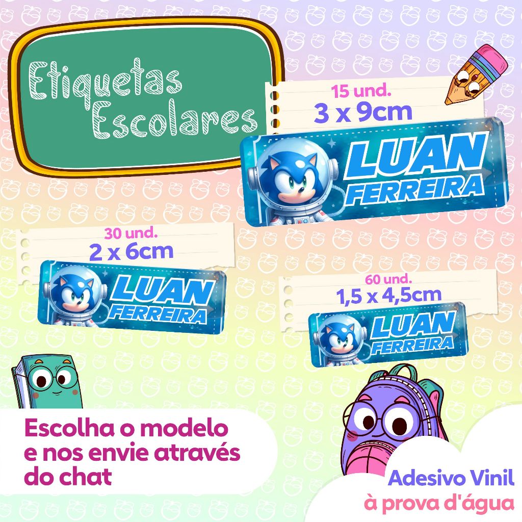 110 Adesivos Escolar Personalizado - Vários temas Meninos Etiqueta Volta as aulas Adesivo vinil