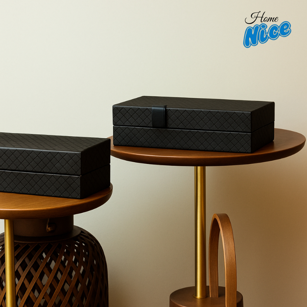 Caixa Decorativa Texturizada Baú Porta Treco e Objetos Preto Enfeite de Mesa Rack Paramout