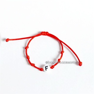 Pulseira Kabbalah 7 nós com a letra inicial do nome para bebê em Oferta na Shopee