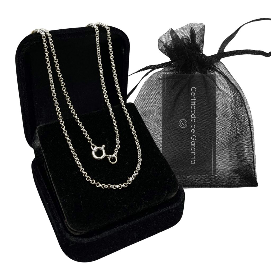 Corrente Elo Português 45cm 1mm Para Presente Feminina Banhada em Prata 925 Legitima em Oferta na Shopee