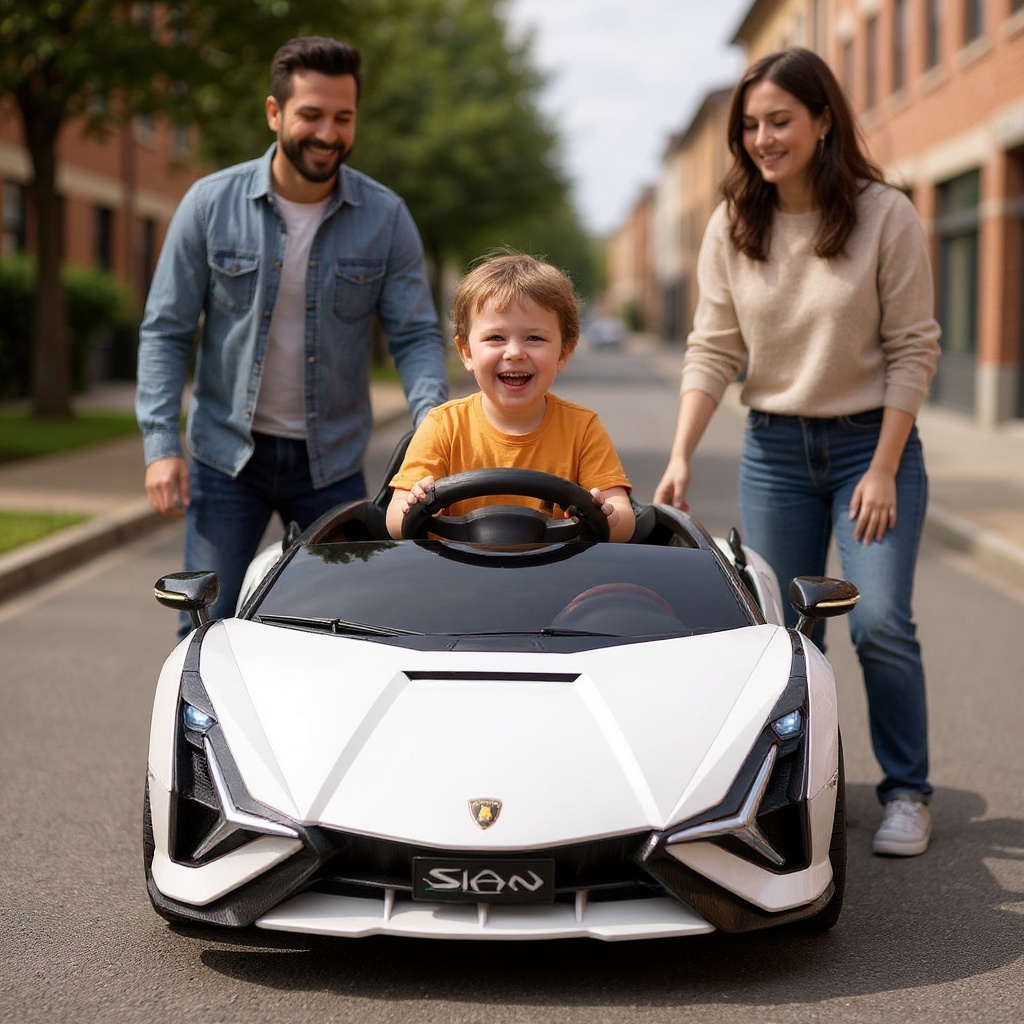 Imagem Mini Carro Eletrico Infantil Lamborghini Sian 6V para Crianças 2 a 4 anos Controle Remoto e Musicas