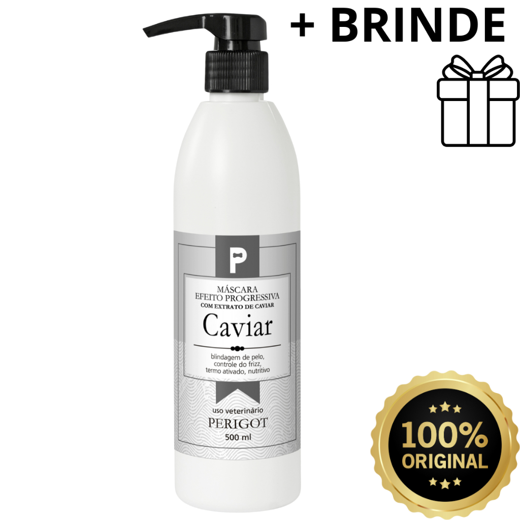 Máscara Progressiva de Caviar Perigot 500ml – Alisamento, Brilho e Antifrizz para Cães e Gatos