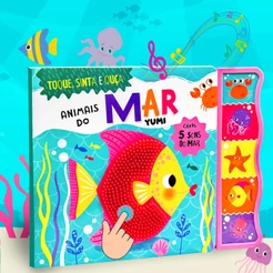 Livro Sensorial Bebê | Toque E Ouça Com 5 Sons E Texturas Silicone Animais Do Mar | Edição Premium