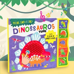 Livro Sensorial Bebê | Toque E Ouça Com 5 Sons E Texturas Silicone Dinossauros | Edição Premium