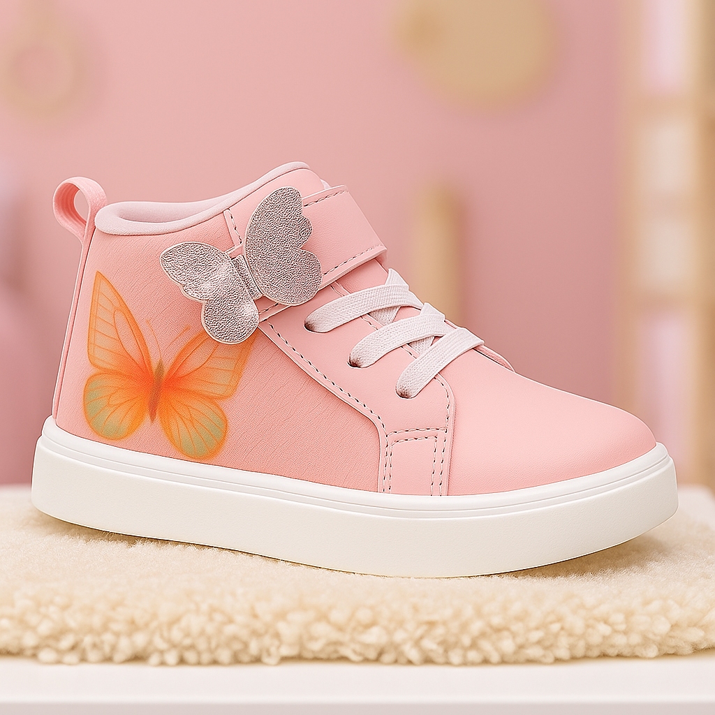 Tenis Borboleta Botinha Cano Médio Meninas Infantil Rosa