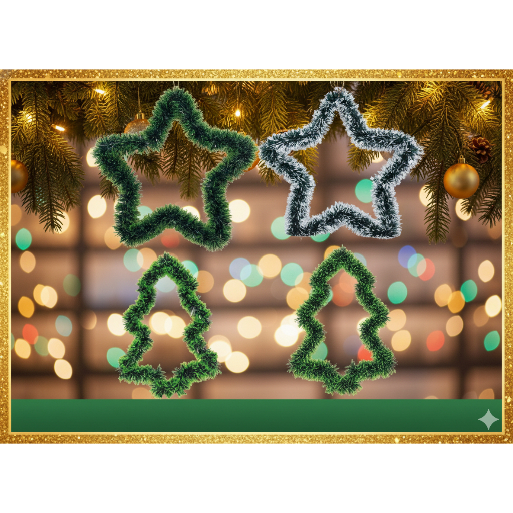 Enfeite Estrela ou Árvore de Natal 30cm para Pendurar - Decoração Natalina Festiva