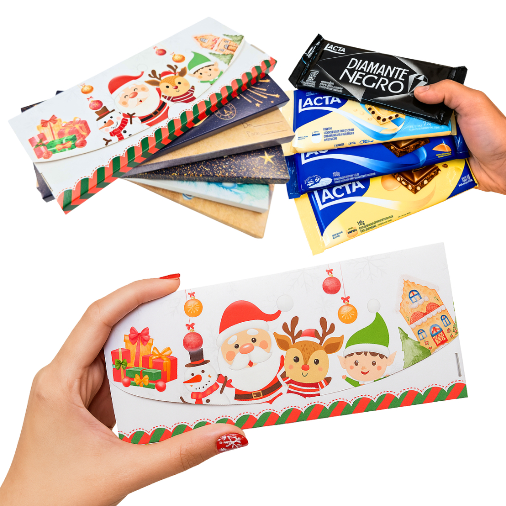 Caixas Embalagem de Natal porta Barras de chocolate industrial (mercados). Lembrancinha de Natal