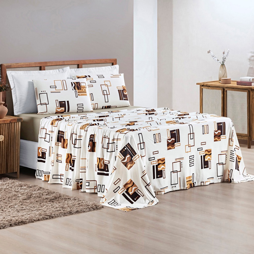 Jogo de Cama 04 Peças OU 03 Peças Solteiro, Casal, Queen OU King Estampado Malha Fio Penteado Quality