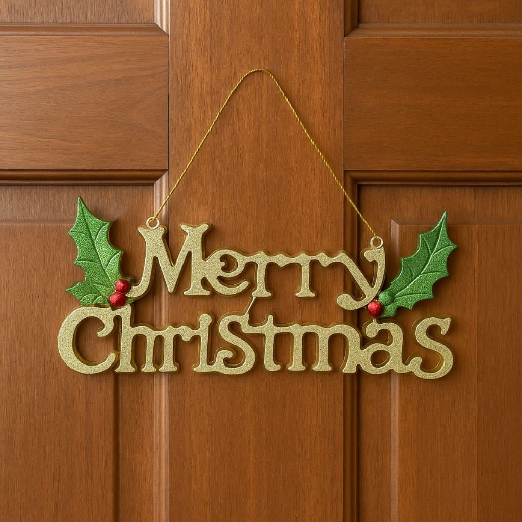 Enfeite Letreiro Feliz Natal Decoração Dourado Brilhante Elegante Luxo Merry Christmas TOMIX em Oferta na Shopee