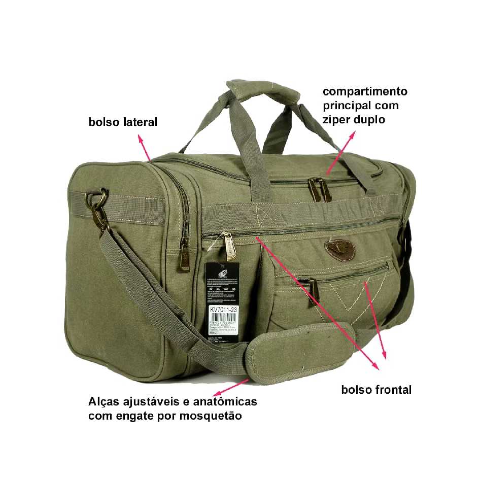 Bolsa e Mala de viagem em Lona Reforçada 75Litros KV7012-27 / KV7011-27