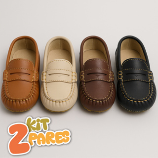 Kit 2 Pares de Mocassim Gravata Sapato Infantil Masculino Confortável Promoção Menino Criança em Oferta na Shopee