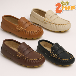 Kit 2 Pares de Mocassim Gravata Menino Criança Sapato Infantil Masculino Confortável Promoção em Oferta na Shopee