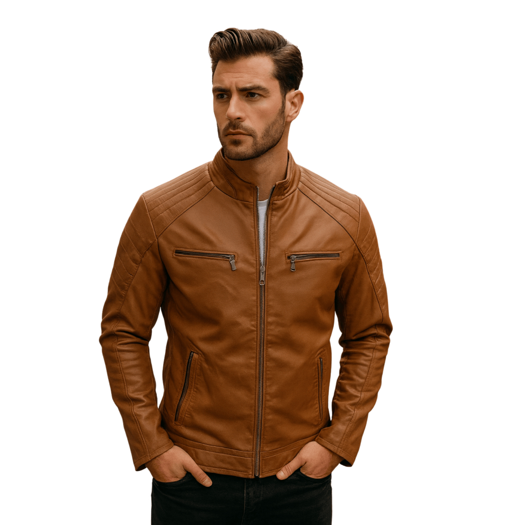 Jaqueta de Couro Slim Masculina Estilo Urbano – Elegante, Moderna e Confortável para Dias Frios