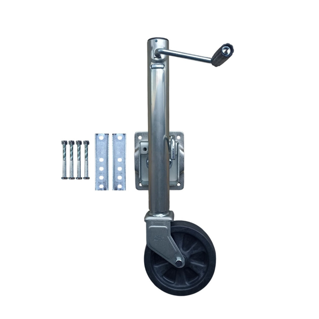 Pedestal Pé Com Roda Maluca Louca Escamoteável Reforçado Carretinha Reboque Trailer