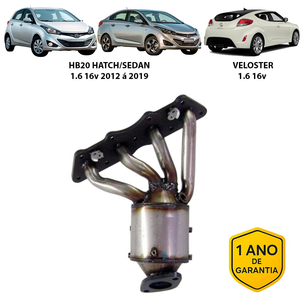 Catalisador C/ Coletor do HB20/VELOSTER/CERATO/SOUL 1.6 16V 2012 á 2017