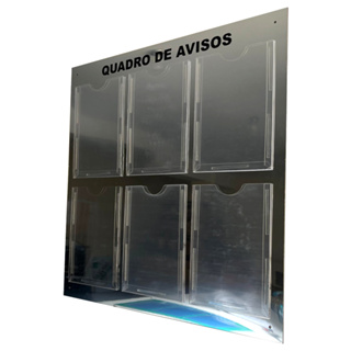 Quadro Aviso E Gestão Informativos Escritórios 6 Displays Bolsas Porta Folhas A4 ACM Prata Espelhado em Oferta na Shopee